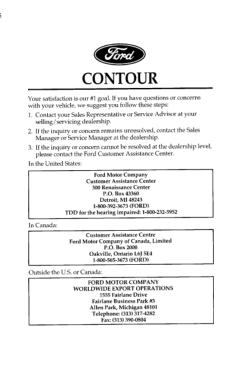 1996 Ford Contour Owner Manual